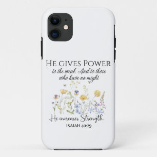 Case-Mate iPhone Case Ésaïe 40:29 Il donne le pouvoir Écriture Fleur sau