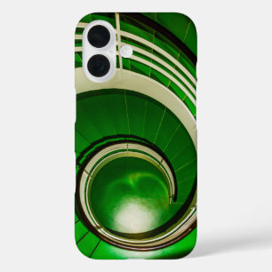 Coques iPhone 16 Escalier vert circulaire