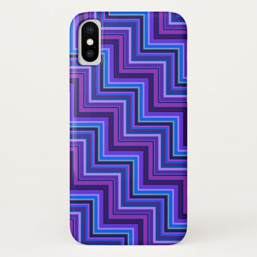Coques Case-Mate iPhone Escaliers à rayures bleues et violettes (Dos)
