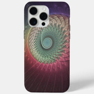 Coque iPhone 15 Pro Max Escargot Abstrait coloré Art moderne fractal