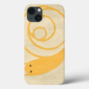Coques Pour iPhone Escargot jaune sur l'arrière - plan crème