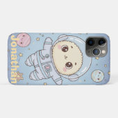 Coques Case-Mate iPhone Espace Mignon Kawaii - Astronaute et Lune Souriant (Dos (Horizontal))