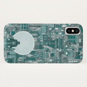 Coques Case-Mate iPhone espace ville mono turquoise (Dos (Horizontal))