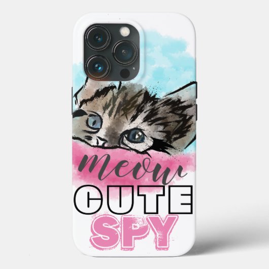 Coques Case-Mate iPhone "ESPION MIGNON" | Funny Cute Kitten Pink Blue (Verso)