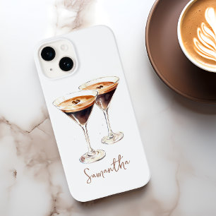 Coque Pour iPhone 14 Espresso Martini Brown Café Cocktail Nom personnal