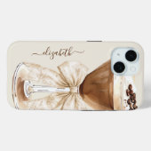 Coques Case-Mate iPhone Espresso Martini Élégant Monogrammé (Verso (horizontal))