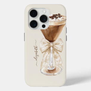Coque iPhone 15 Pro Espresso Martini Élégant Monogrammé