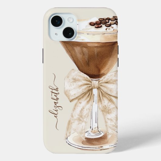 Coques Case-Mate iPhone Espresso Martini Élégant Monogrammé (Verso)