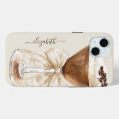 Coques Case-Mate iPhone Espresso Martini Élégant Monogrammé (Verso (horizontal))