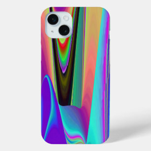 Coque iPhone 15 Mini Esprit de brise estivale, Abstrait 3D Rainbowart