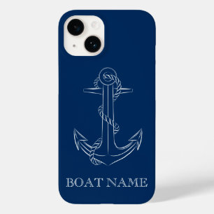 Coque Pour iPhone 14 Esprit Nautique Ancre Bleu Marine