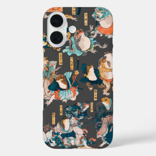 Coques iPhone 16 Estampe japonaise de grenouille sur bois Kuniyoshi