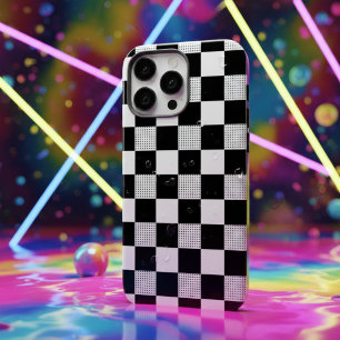 Coques iPhone 16 Pro Max esthétique damier noir et blanc vintage