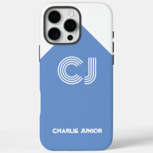 Coques iPhone 16 Pro Max Esthétique Rétro Aqua Bleu & Nom Personnalisé Blan