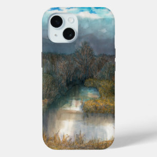 Coque Pour iPhone 15 étang d'automne