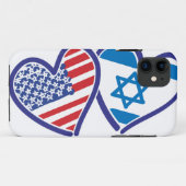Coques Case-Mate iPhone États-Unis Israël Coeur Drapeau (Dos (Horizontal))