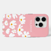 Coques Case-Mate iPhone Été Blanc Fleurs Cosmos Nom personnalisé (Verso (horizontal))