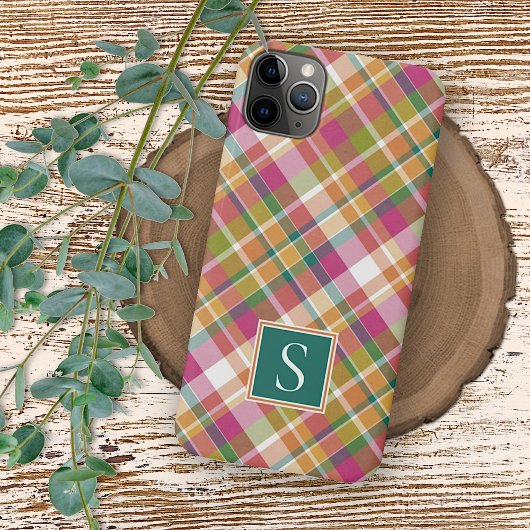 Coques Case-Mate iPhone Été élégant orange rose Turquoise vert Plaid Motif