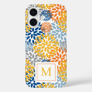 Coques iPhone 16 Été Floral Abstrait Couleurs lumineuses Monogrammé