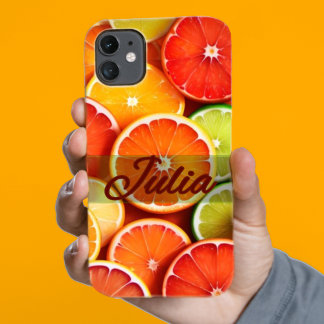 Case-Mate iPhone Case Été Orange Citrus Stylisé Nom personnalisé
