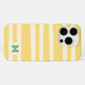 Coques Case-Mate iPhone Été Rétro Chic Monogramme Rayures Jaunes (Verso (horizontal))