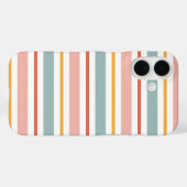 Coques Case-Mate iPhone Été Rétro Pastel Rayé Rose Menthe Et Moutarde  (Verso (horizontal))