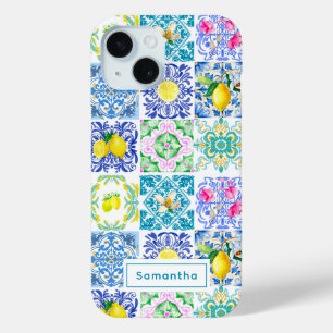 Coque Pour iPhone 15 Eté Sicilien coloré azulejo Amalfi Méditerranée