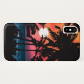 Coques Case-Mate iPhone Été Tropical Pink Orange Palm Trees coucher du sol (Dos (Horizontal))