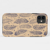 Coques Case-Mate iPhone Ethnic Feather Outline Motif (Dos (Horizontal))