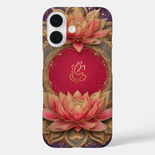 Coques iPhone 16 Ethnique Lotus Indian God Ganesh