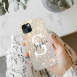 Case-Mate iPhone Case Étincelle de Parties scintillant d'or moderne | In<br><div class="desc">Étincelle de Parties scintillant d'or moderne | Initiale personnelle</div>