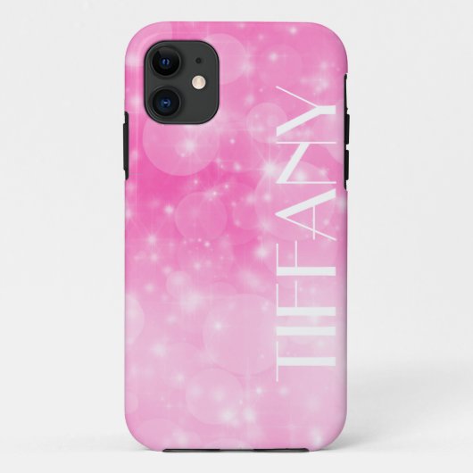 Coques Case-Mate iPhone étincelle Noël fête d'anniversaire rose vif (Dos)
