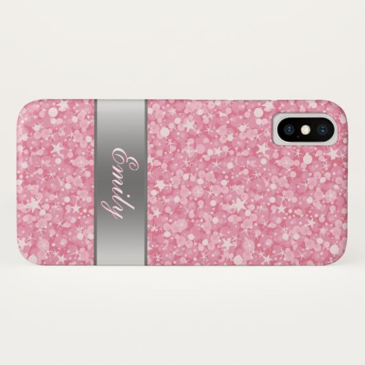 Coques Case-Mate iPhone Étincelles Blanches Et Parties scintillant Rose (Dos (Horizontal))