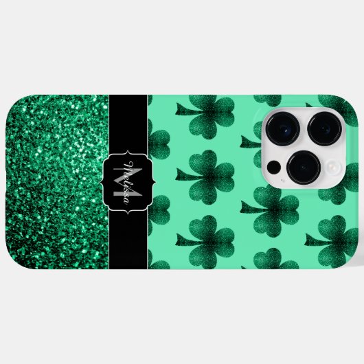 Coques Case-Mate iPhone Étincelles vertes Shamrock Saint Patrick' Day Mono (Verso (horizontal))
