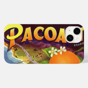 Coque Pour iPhone 14 Étiquette de caisse de fruits vintage, oranges Pac