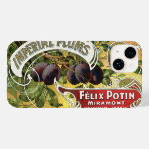 Coques Pour iPhone Étiquette de caisse de fruits vintage, prunes impé