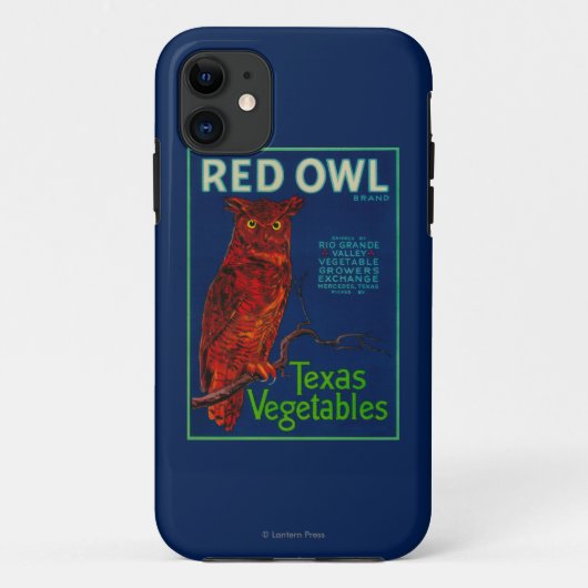 Coques Case-Mate iPhone Étiquette végétal de hibou rouge (Dos)
