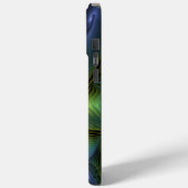 Coques Case-Mate iPhone Etoile Abstraite, Bleu brillant Vert Or Fractal Ar (Verso / Gauche)