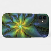 Coques Case-Mate iPhone Etoile Abstraite, Bleu brillant Vert Or Fractal Ar (Dos (Horizontal))