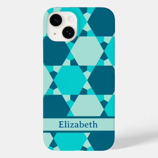 Coques Case-Mate iPhone Étoile bleue de David Illusion optique Nom du Moti (Verso)
