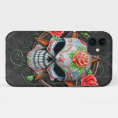 Coques Case-Mate iPhone Étoile de crâne de sucre, grise (Dos (Horizontal))