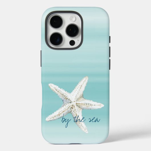 Coques Case-Mate iPhone Étoile de mer bleu aqua blanc (Verso)