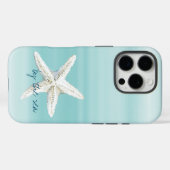 Coques Case-Mate iPhone Étoile de mer bleu aqua blanc (Verso (horizontal))