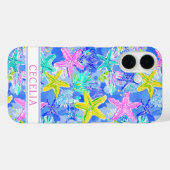 Coques Case-Mate iPhone Étoile de mer monogramme aquarelle (Verso (horizontal))