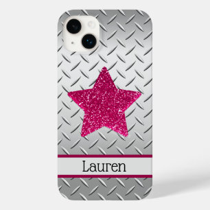 Coque Pour iPhone 14 Plus Étoile de Parties scintillant rose personnalisée s