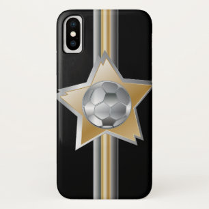 Coque Case-Mate Pour iPhone Étoile d'or et argentée de ballon de football