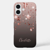 Coques Case-Mate iPhone étoile d'or rose nom noir (Verso)