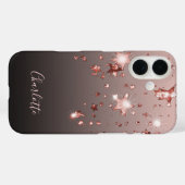Coques Case-Mate iPhone étoile d'or rose nom noir (Verso (horizontal))