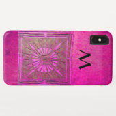Coques Case-Mate iPhone ÉTOILE DU MATIN, Rose, Fuchsia Monogramme noir (Dos (Horizontal))