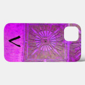 Coques Case-Mate iPhone ÉTOILE DU MATIN, Violet, Noir, Violet Monogramme (Verso (horizontal))